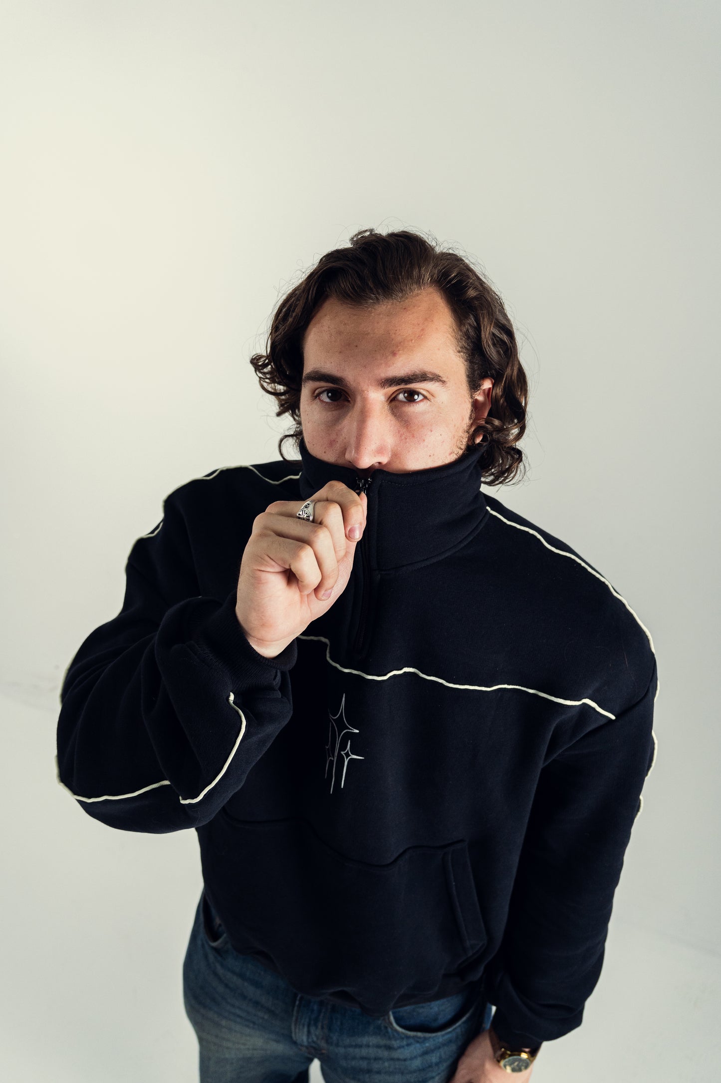 Half Zip Hoodie | Negro