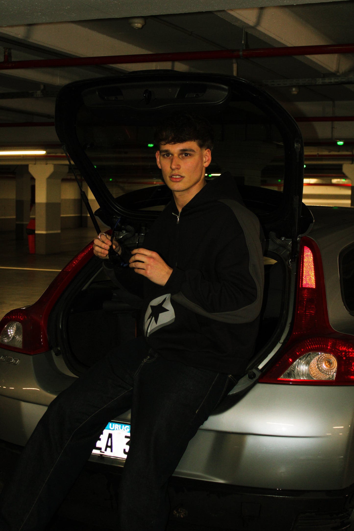 Zip Hoodie | Negro-Gris